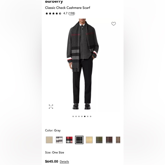 Burberry London England Black Gray Red Check 100% Cashmere Scotland Scarf - Picture 10 of 11